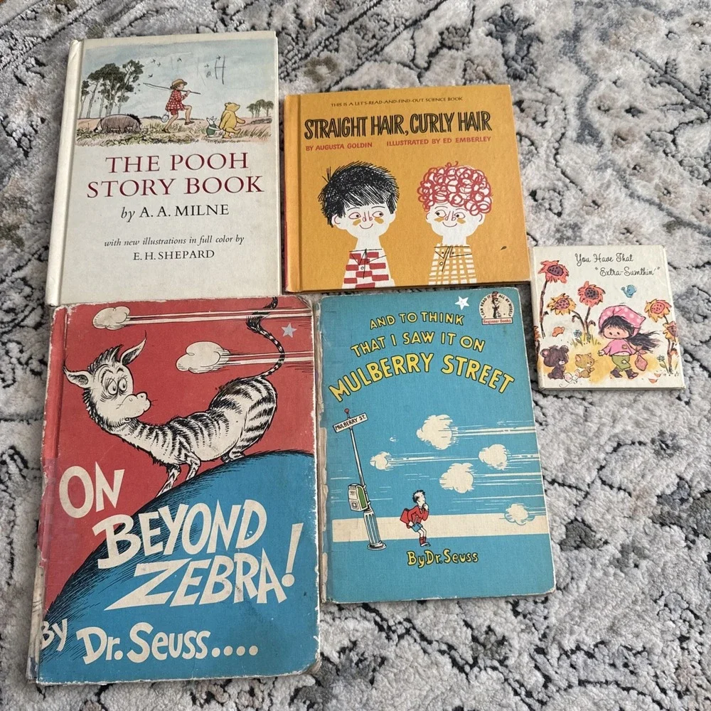 1960s Children's Vintage Beginner Books Lot of 5 Hardcover Pooh Dr Seuss As Is